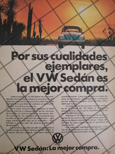 Afiche Retro  Autos Volkswagen Vocho 1978 -1025