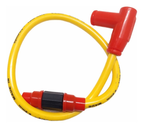 Imagen 1 de 3 de Cable Color Amarillo Capuchon Rojo Para Bujia Motos