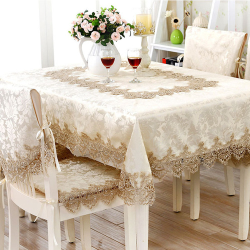 Mantel Redondo Rectangular Jacquard Lace