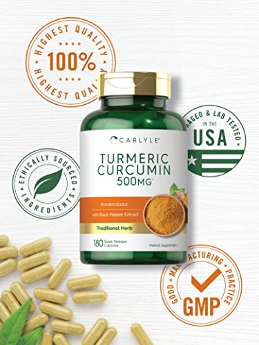 Suplemento Carlyle Curmeric Curcumin 500mg 180 Cápsulas
