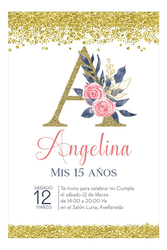 Invitación Cumpleaños Mis 15 Adultos Mujer Vintage Floral V3