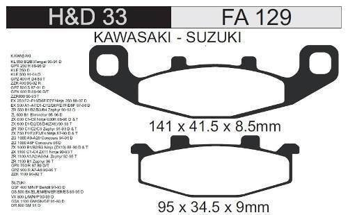 Pastilla Freno Fa 129 Hd33 Kawa.ninja 600 Tras.