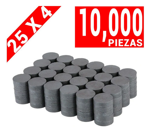 10,000 Imanes De Ferrita 25 X 4mm Forma Disco