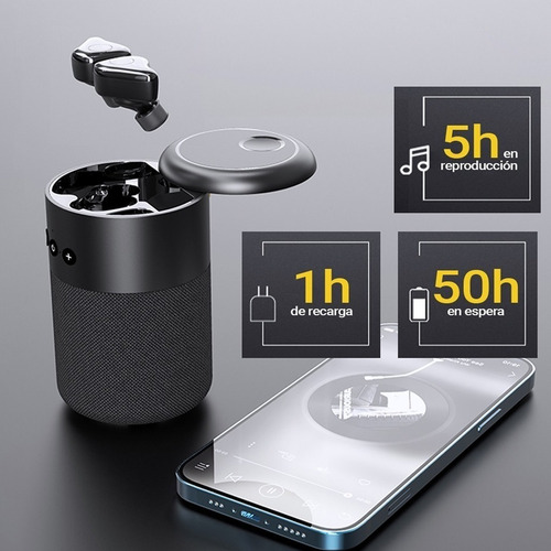 Imagen 3 de 7 de Audífonos Bluetooth Touch Con Estuche Bocina