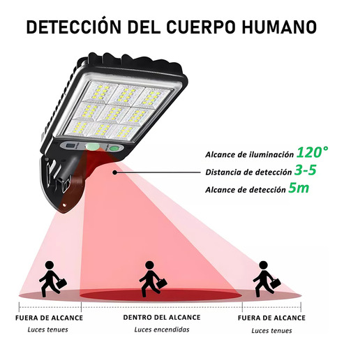 4pz Lámpara Solar Pared Exteriores Impermeable Sensor 3modos