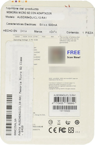 Memoria Flash Adata Premier 64gb Microsdxc Uhs-i Clase 10