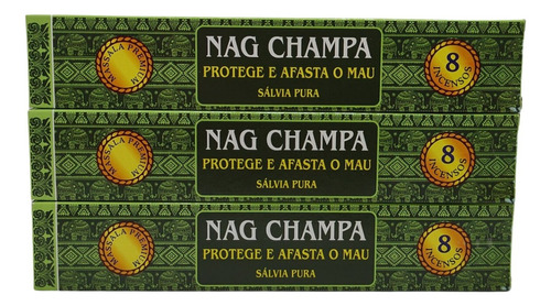 Incenso Massala Nag Champa Shakunthala Escolha Seu Aroma 3un Fragrância Sálvia Pura - Proteção