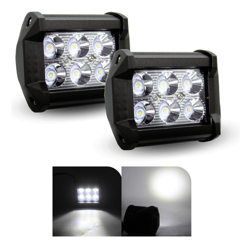 Faro 6 Led Dually Auxiliar Fijo Y Estrobo 18 W(par)