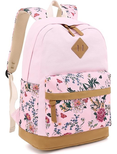 Mochila Escolar De Moda Daypack Rosado-floral