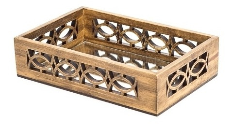 Imagem 1 de 1 de Bandeja Espelhada Etnico 21x13,5x5 Pinus Luxo