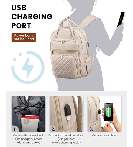 Mochila Para Computadora Portátil Para Mujer, 15.6 Pulgadas,