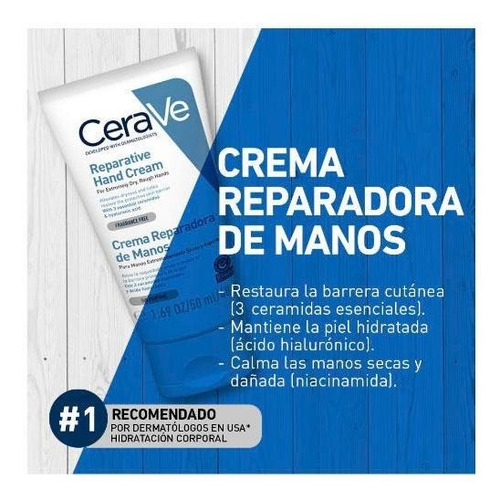 Imagen 9 de 12 de Crema De Manos Cerave Reparadora 48ml