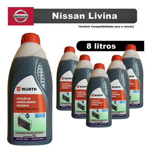 Fluído Aditivo Radiador Verde Azulado Nissan Livina  1.6 -8l