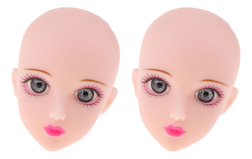 2x Mini Cabeza Femenina De Maquillaje Con Ojos 3d Para Bjd