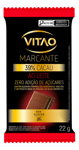 Chocolate Ao Leite Zero Açúcar Marcante 22g