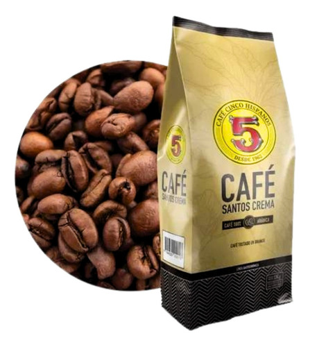 Pack X 12 Cafe  Santos Crema  5 Hispanos En Granos X 1 Kg.