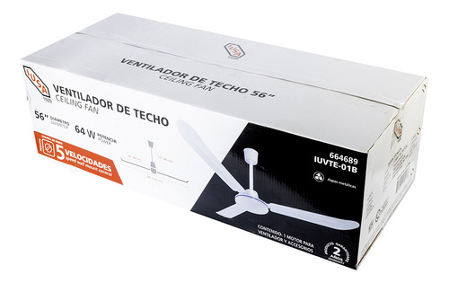 Ventilador De Techo Ius 3 Palas Color Blanco 127v