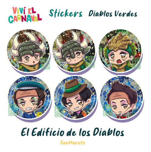 Set Stickers Diablos Verdes Murga Carnaval Sanharuto Rd