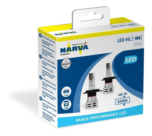 Set De Ampolletas H4 12/24v Led 6500k Narva