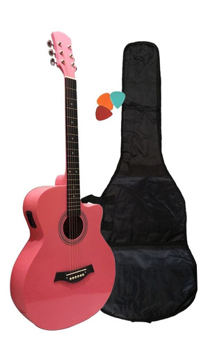 Guitarra Electroacústica Sunset Fk40eq Rosa + Funda 