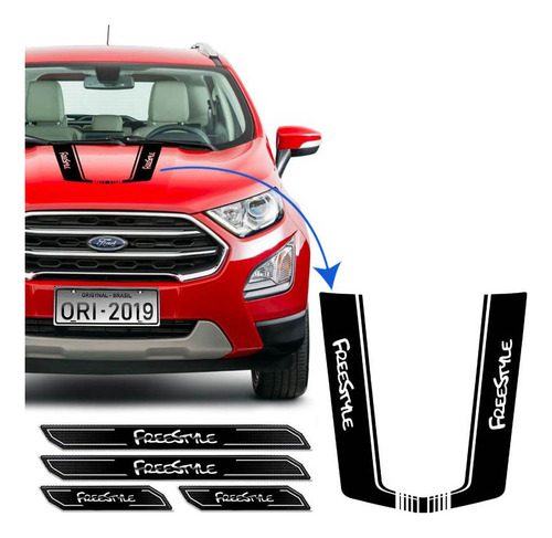 Kit Adesivo Capô Ecosport Freestyle 18/ + Soleira Protetora