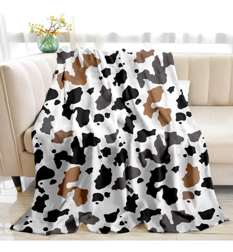 Manta Con Estampado De Vaca, Manta De Doble Cara Para Sofa,