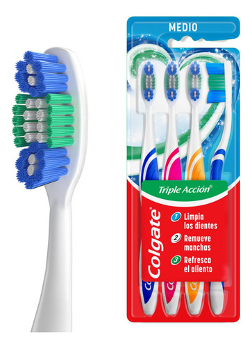 Cepillo De Dientes Colgate Triple Acción 4 U Blanco