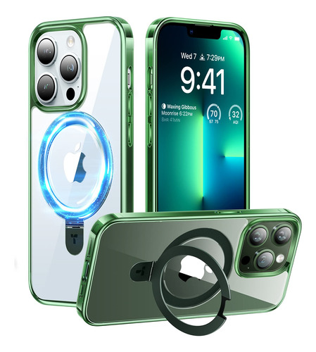 Funda Para iPhone 13 Pro Max Magnetica 6.7 Soporte Verde