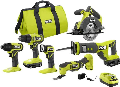 Ryobi Combo Kit 6 Herram. 18v Litio Con Bolso Ryobi Oficial