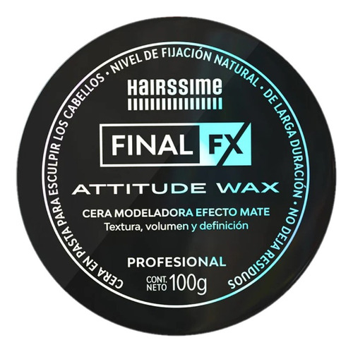 Hairssime Atitude Wax Cera Mate X 100 G Fijacion Natural