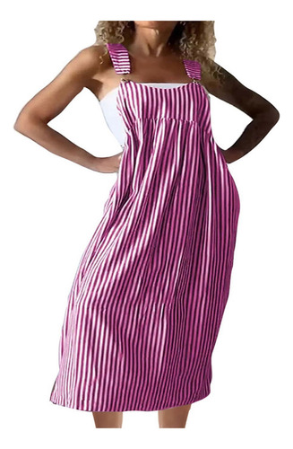 Vestido Informal Holgado De Color Liso Con Cuello Redondo
