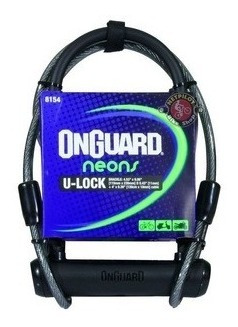 Imagen 3 de 5 de Tranca U Con Linga Onguard Neon (u 230 X 115 Linga 1.20mts)