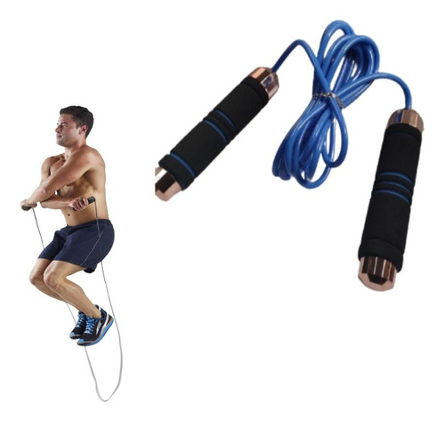 Cuerda Para Saltar Pvc Mango Espuma Antideslizante Fitness Color Azul
