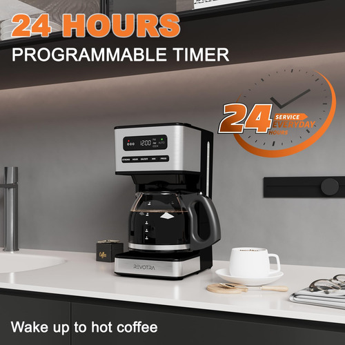 Cafetera Programable De 12 Copa Revotra, Máquina De Café De