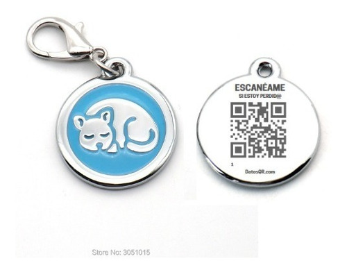 Placa Para Gato Con Sistema De Identificación Y Ubicación Qr