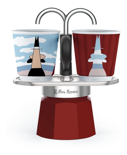 Bialetti Mini Express Magritte: Cafetera Italiana 2 Tazas