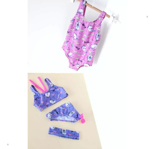Imagen 5 de 7 de Malla Bikini Niña Top Y Culotte De Unicornios Kiero 4219