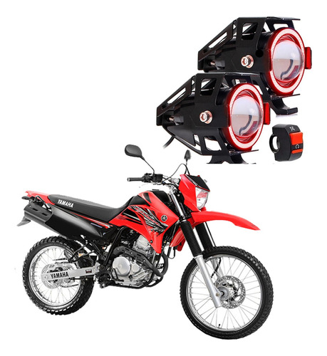 Farol Milha Angel Eye U7 Vermelho Xtz 250 Lander 249cc 2019