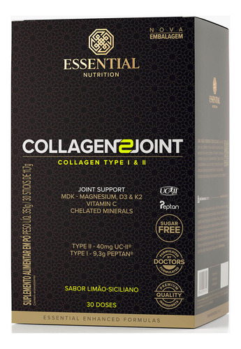 Suplemento  Essential Nutrition Collageno 2 Joint  Sabor Limão Siciliano Em Caixa De 270ml