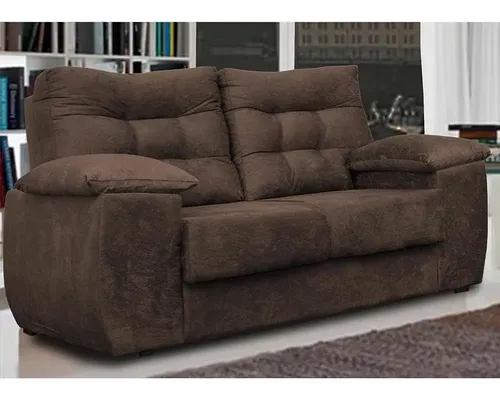 Sofá Luxemburgo 2 Lugares 1,52m Tecido Suede Café