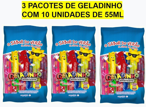 Kit C/3 Pcts De Geladinho Americano Buschle - 10 Unids X55ml