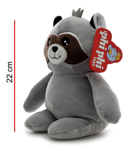 Imagen 2 de 5 de Mapache Peluche Suave Perezoso 22cm Phi Phi Toys La Plata