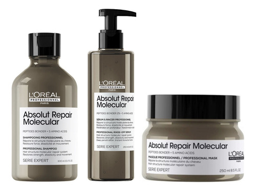 L'oréal Absolut Repair Molecular Shampoo + Sérum + Máscara