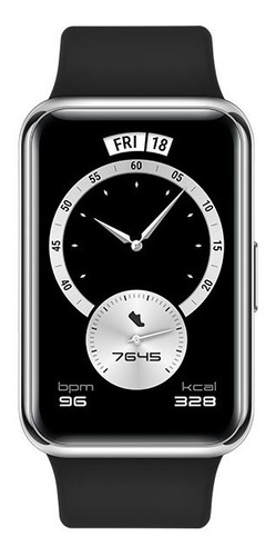 Huawei Watch Fit Elegant 1.64" caja de  acero inoxidable silver, malla  midnight black de  fluoroelastómero TIA-B29