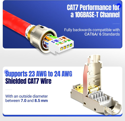 Conector Ampcom Stp Cat7 Rj45, Conector De Terminal Modular.