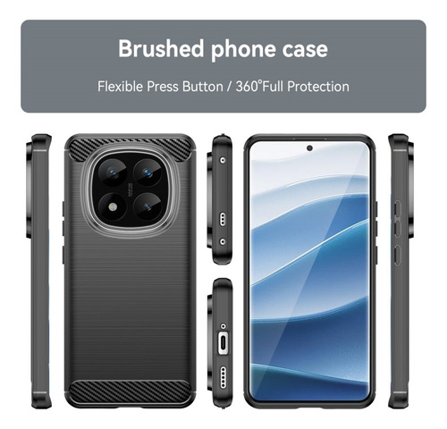 Funda Tpu Carbono Para Xiaomi Redmi Note 14 Pro Plus Negro Note 14 Pro Plus 5g