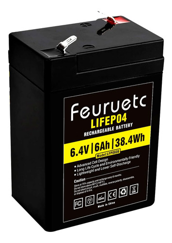 Feuruetc Bateria De Litio Lifepo4 De 6 V 6 Ah, Bateria Recar