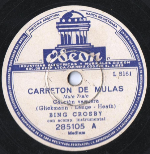 Disco Jazz Americano 78 Rpm Bing Crosby Con Acomp. Instrum.