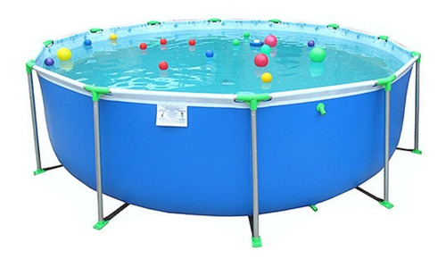 Pileta estructural redondo Summerland 302-R/90 con capacidad de 10000 litros de 3.6m de diámetro  azul diseño delfines