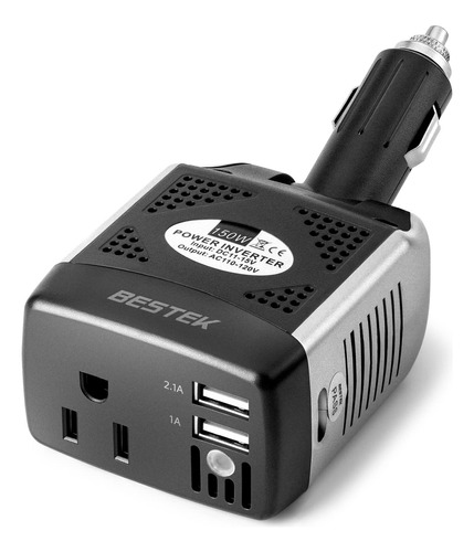 Inversor De Energa Bestek, 150w + 75w, Negro Y Plateado